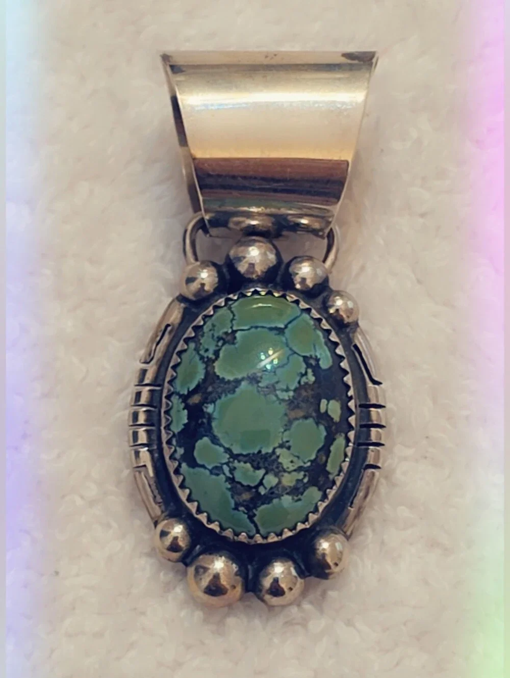 Sterling Silver Native American Turquoise Pendant Signed